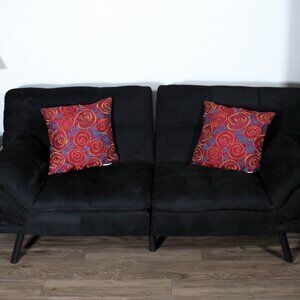 Y2K 2000s Vivid Abstract Klimt Swirl Burgundy Embroidered Toss Pillows Set Of 2